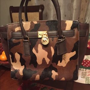 A unique Michael Kors calfskin camouflage handbag
